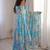 Sky blue printed muslin gown with pant & dupatta