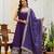 Purple embroidery & mirror work vichitra silk gown with palazzo & dupatta