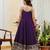 Purple embroidery & mirror work vichitra silk gown with palazzo & dupatta