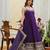 Purple embroidery & mirror work vichitra silk gown with palazzo & dupatta