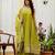 Light green embroidery & mirror work vichitra silk gown with palazzo & dupatta