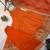 Orange embroidery & mirror work vichitra silk gown with palazzo & dupatta