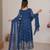 Teal blue designer embroidery work georgette anarkali set
