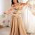 Cream printed & sequins work organza top with palazzo & dupatta