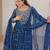 Teal blue designer embroidery work georgette anarkali set