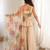 Cream printed & sequins work organza top with palazzo & dupatta