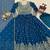 Teal blue designer embroidery work georgette anarkali set