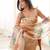 Cream printed & sequins work organza top with palazzo & dupatta