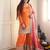 Orange thread & sequins work chinon kurta palazzo set