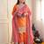 Orange thread & sequins work chinon kurta palazzo set