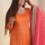 Orange thread & sequins work chinon kurta palazzo set