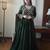 Dark green vichitra silk embroidered gown set