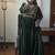 Dark green vichitra silk embroidered gown set