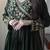 Dark green vichitra silk embroidered gown set