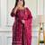 Wine heavy embroidery moti work georgette kurta set