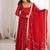 Red thread & sequins woek chinon silk anarkali with pant & dupatta