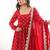 Red thread & sequins woek chinon silk anarkali with pant & dupatta
