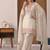 White embroidered crunchy silk kurta palazzo set