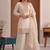 White embroidered crunchy silk kurta palazzo set