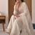 White embroidered crunchy silk kurta palazzo set