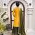 Yellow thread & sequins embroidered crepe kurti with palazzo & dupatta
