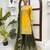 Yellow thread & sequins embroidered crepe kurti with palazzo & dupatta