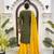 Olive green thread & sequins embroidered crepe kurti with palazzo & dupatta