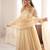 Beige mirror work lace border crush silk anarkali set