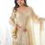 Beige mirror work lace border crush silk kurta palazzo set