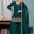 Teal blue sequins embroidery work roman silk kurta palazzo set