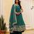 Rama embroidery & mirror work vichitra silk gown with palazzo & dupatta