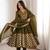 Mehendi green sequins embroidered crunchy silk anarkali with pant & dupatta