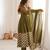 Mehendi green sequins embroidered crunchy silk anarkali with pant & dupatta