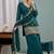 Teal blue sequins embroidery work roman silk kurta palazzo set