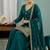 Teal blue sequins embroidery work roman silk kurta palazzo set