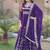 Purple sequins & zari embroidered georgette gown with dupatta