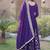 Purple sequins & zari embroidered georgette gown with dupatta