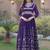 Purple sequins & zari embroidered georgette gown with dupatta