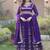 Purple sequins & zari embroidered georgette gown with dupatta