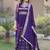 Purple sequins & zari embroidered georgette gown with dupatta