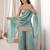 Sky blue sequins & mirror work crush silk kurta palazzo set