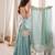 Sky blue sequins & mirror work crush silk kurta palazzo set