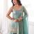 Sky blue sequins & mirror work crush silk kurta palazzo set