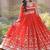 Orange sequins & zari embroidered georgette gown with dupatta