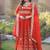Orange sequins & zari embroidered georgette gown with dupatta