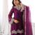Purple coding & mirror work fendy silk kurta palazzo set