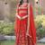 Orange sequins & zari embroidered georgette gown with dupatta