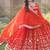 Orange sequins & zari embroidered georgette gown with dupatta