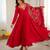 Red khatli & mirror work georgette gown set