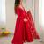 Red khatli & mirror work georgette gown set